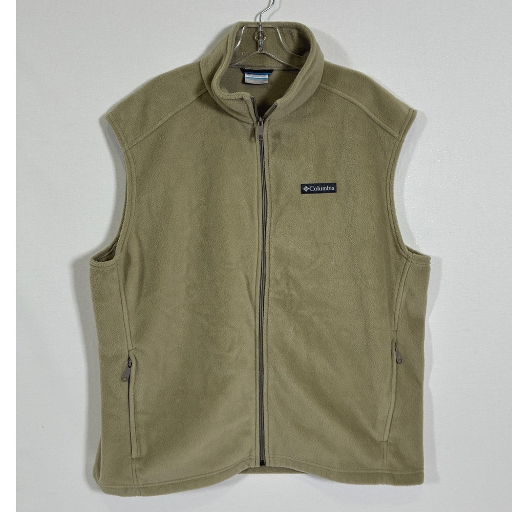 Columbia Steens Mountain Mens XL Tan Khaki Full Zip Fleece Vest AM1535
